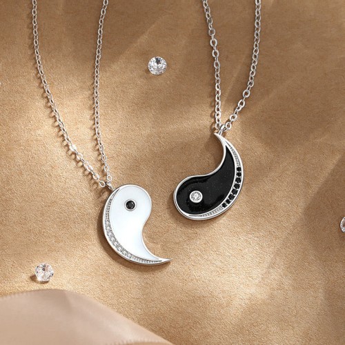 Sterling Silver Yin Yang Symbol Harmony Necklace Pendant
