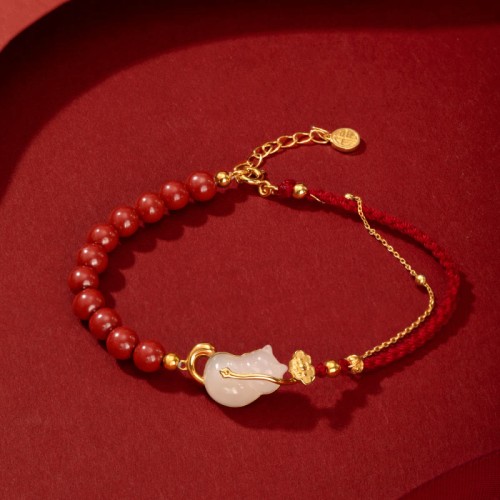 18K Gold Plated Hetian Jade Ruyi Cat Luck Set 18K Gold Plated Hetian Jade Ruyi Cat Luck Set