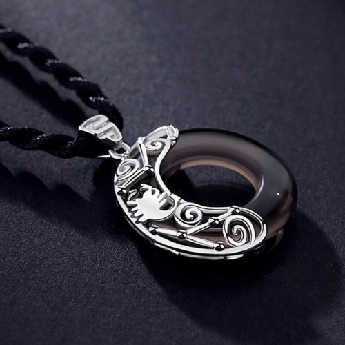 Zodiac Ice Obsidian Blessing Round Necklace Zodiac Ice Obsidian Blessing Round Necklace