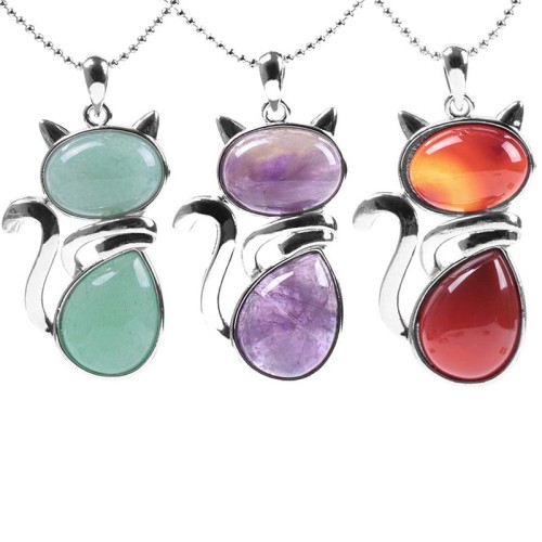Cat Pattern Crystal Protection Necklace Pendant Cat Pattern Crystal Protection Necklace Pendant