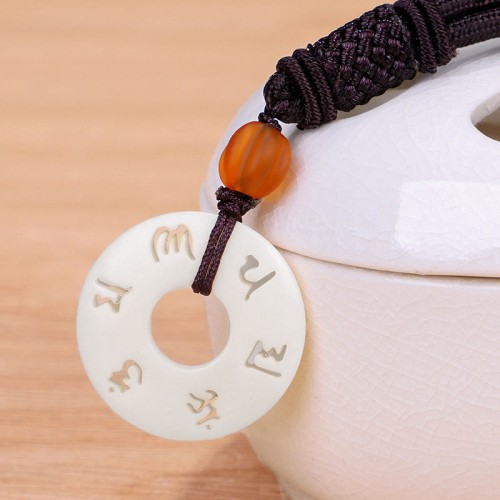 Ivory Fruit Om Mani Padme Hum Necklace Pendant