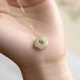 Hetian Jade Cyan Jade Floral Charm Necklace Pendant