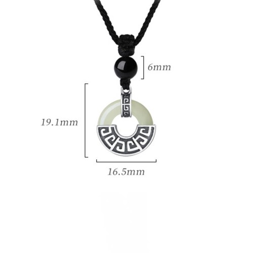 925 Silver Hetian Jade Prosperity Peace Necklace 925 Silver Hetian Jade Prosperity Peace Necklace
