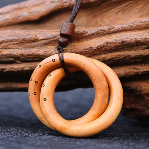 Jujube Wood Taoist Yin Yang Ring Luck Necklace Jujube Wood Taoist Yin Yang Ring Luck Necklace