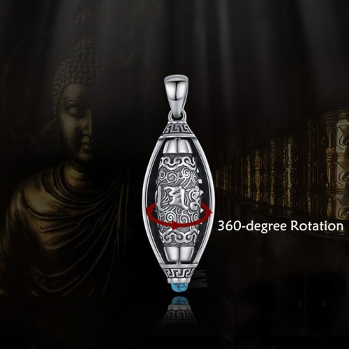 Tibetan Om Mani Padme Hum Rotatable Necklace Pendant