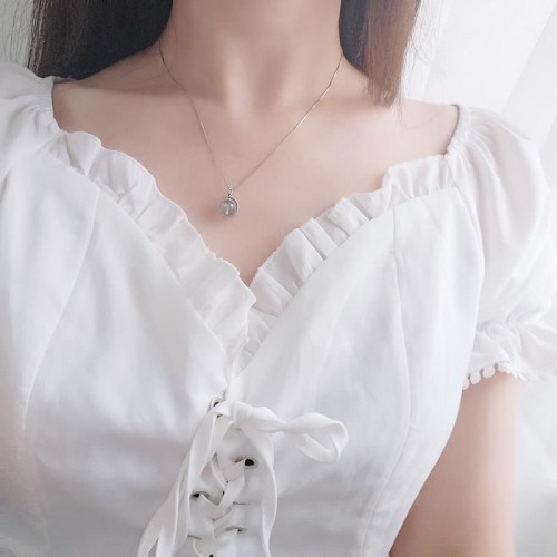 925 Silver Moonstone Love Planet Necklace Pendant 925 Silver Moonstone Love Planet Necklace Pendant