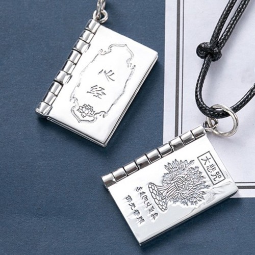 990 Silver Heart Sutra Mantra Peace Necklace 990 Silver Heart Sutra Mantra Peace Necklace