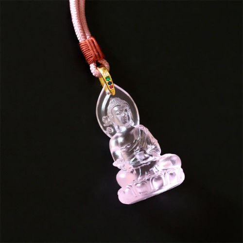 Blue Tathagata Buddha Liuli Crystal Amulet Necklace Blue Tathagata Buddha Liuli Crystal Amulet Necklace