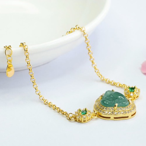 Laughing Buddha Green Jade Zircon Luck Bracelet Laughing Buddha Green Jade Zircon Luck Bracelet