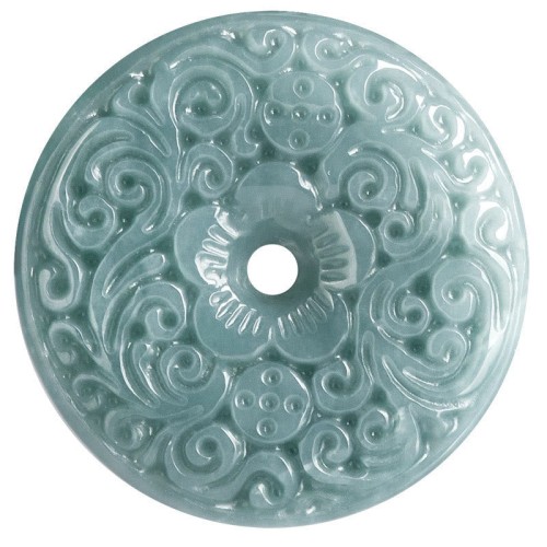 Green Jade Carved Peace Buckle Abundance Pendant Green Jade Carved Peace Buckle Abundance Pendant
