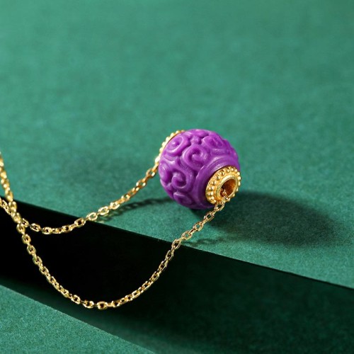 Sterling Silver Gold Purple Mica Stone Necklace Set Sterling Silver Gold Purple Mica Stone Necklace Set