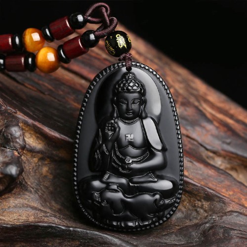 Black Obsidian Buddha Purification Necklace Black Obsidian Buddha Purification Necklace