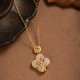 925 Silver Hetian Jade Orchid Clover Luck Necklace Set 925 Silver Hetian Jade Orchid Clover Luck Necklace Set