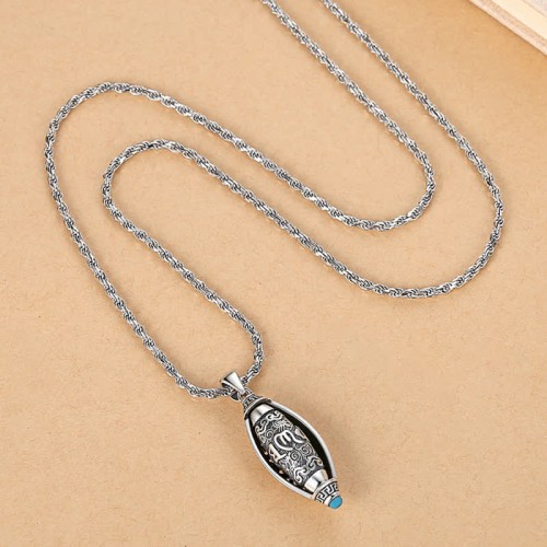 Tibetan Om Mani Padme Hum Rotatable Necklace Pendant