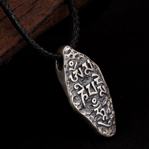 Tibetan 925 Silver Om Mani Padme Hum Necklace Pendant Tibetan 925 Silver Om Mani Padme Hum Necklace Pendant