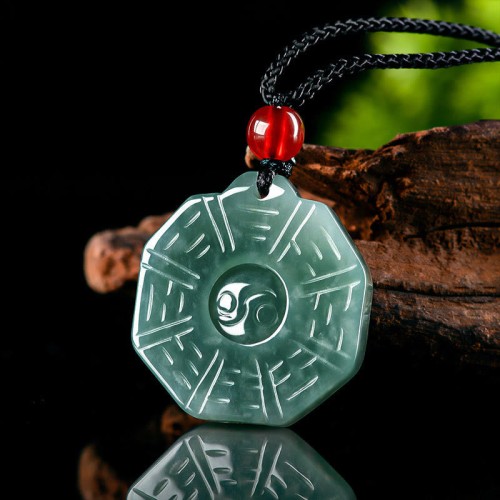 Natural Jade FengShui Bagua Yin Yang Prosperity Necklace Natural Jade FengShui Bagua Yin Yang Prosperity Necklace