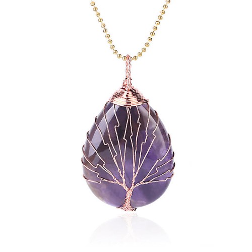 Natural Quartz Crystal Tree of Life Healing Necklace Pendant Natural Quartz Crystal Tree of Life Healing Necklace Pendant