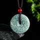 Green Jade Carved Peace Buckle Abundance Pendant Green Jade Carved Peace Buckle Abundance Pendant
