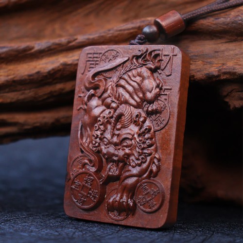 Lightning Struck Jujube Wood PiXiu Coin Pendant Lightning Struck Jujube Wood PiXiu Coin Pendant