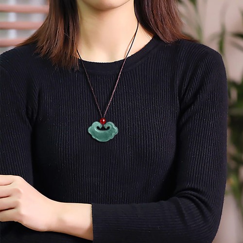 Green Jade Chinese Lock Luck Necklace Pendant Green Jade Chinese Lock Luck Necklace Pendant