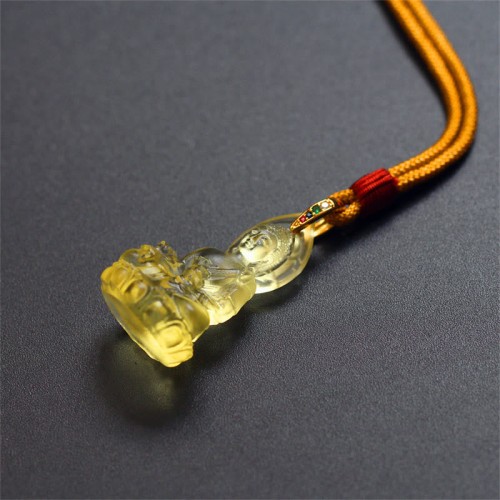 Blue Tathagata Buddha Liuli Crystal Amulet Necklace Blue Tathagata Buddha Liuli Crystal Amulet Necklace
