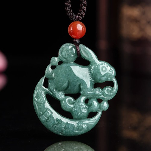 Year of the Rabbit Jade Crescent Moon Necklace Year of the Rabbit Jade Crescent Moon Necklace