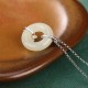 925 Silver Hetian Jade Peace Buckle Flower Necklace 925 Silver Hetian Jade Peace Buckle Flower Necklace