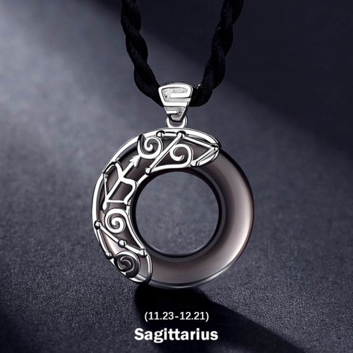 Zodiac Ice Obsidian Blessing Round Necklace Zodiac Ice Obsidian Blessing Round Necklace