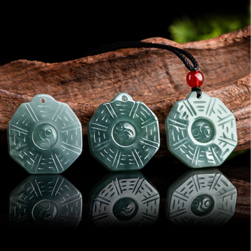 Natural Jade FengShui Bagua Yin Yang Prosperity Necklace Natural Jade FengShui Bagua Yin Yang Prosperity Necklace