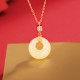 925 Silver Hetian White Jade Coin Flower Necklace 925 Silver Hetian White Jade Coin Flower Necklace