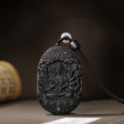 Zodiac Buddha Agarwood Peace Lotus Necklace Pendant