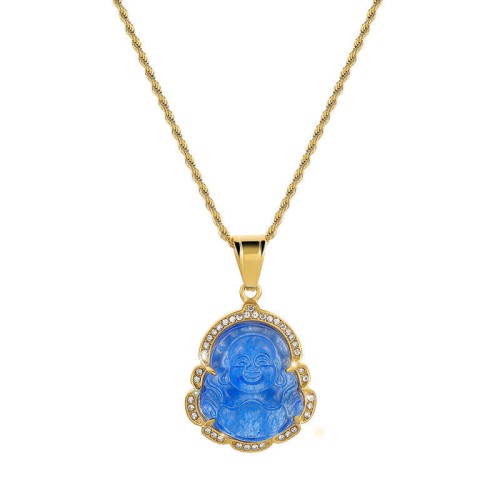 18K Gold Filled Laughing Buddha Jade Luck Necklace 18K Gold Filled Laughing Buddha Jade Luck Necklace