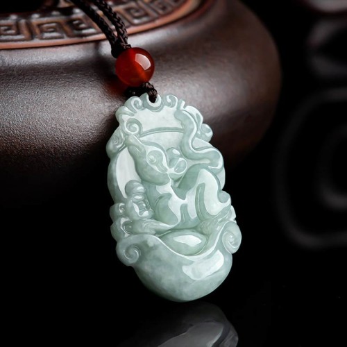 Natural Jade 12 Chinese Zodiac Success Necklace Pendant