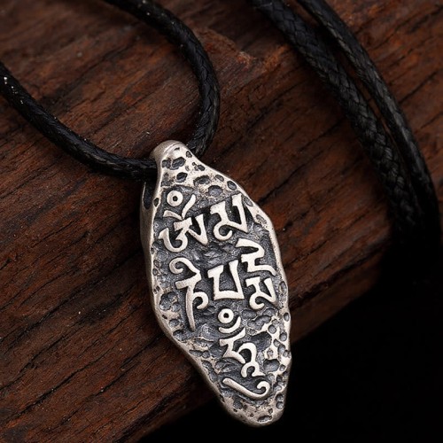 Tibetan 925 Silver Om Mani Padme Hum Necklace Pendant Tibetan 925 Silver Om Mani Padme Hum Necklace Pendant