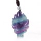 Natural Fluorite Gold Sheen Obsidian Fox Pendant Necklace
