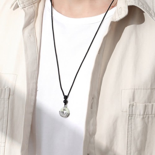 925 Silver Hetian Jade Prosperity Peace Necklace 925 Silver Hetian Jade Prosperity Peace Necklace