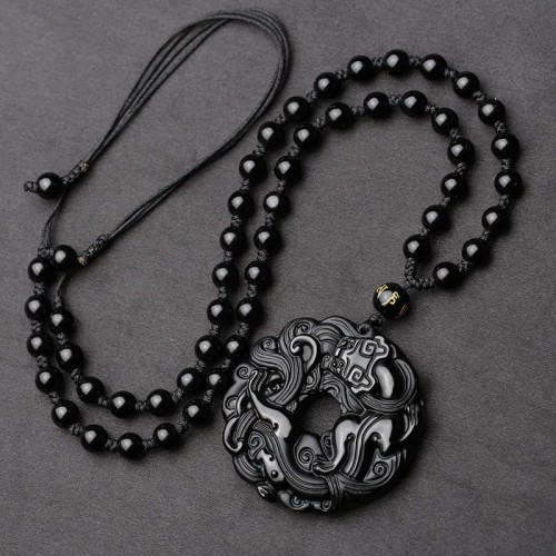 Black Obsidian Peace Pixiu Purification Pendant Black Obsidian Peace Pixiu Purification Pendant