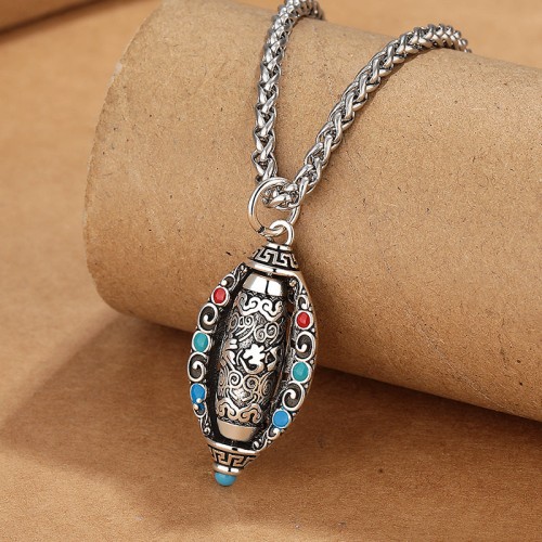 Tibetan Om Mani Padme Hum Rotatable Necklace