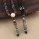 Tibetan Om Mani Padme Hum Dzi Bead Necklace Pendant