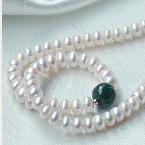 925 Sterling Silver Pearl Hetian Jade Aquamarine Necklace 925 Sterling Silver Pearl Hetian Jade Aquamarine Necklace