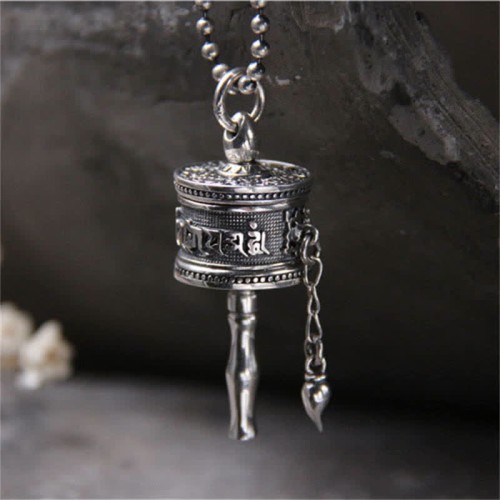 925 Silver Om Mani Padme Hum Rotatable Necklace