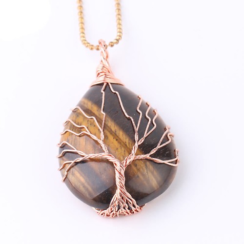 Natural Quartz Crystal Tree of Life Healing Necklace Pendant Natural Quartz Crystal Tree of Life Healing Necklace Pendant