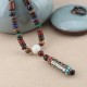 Tibetan Om Mani Padme Hum Dzi Bead Necklace Pendant