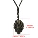 Natural Fluorite Gold Sheen Obsidian Fox Pendant Necklace