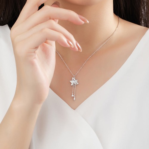 925 Silver Lotus Zircon Enlightenment Necklace 925 Silver Lotus Zircon Enlightenment Necklace