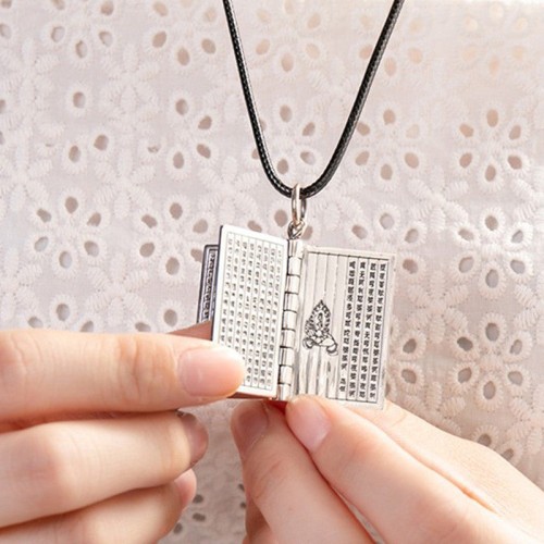 990 Silver Heart Sutra Mantra Peace Necklace 990 Silver Heart Sutra Mantra Peace Necklace