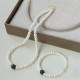 925 Sterling Silver Pearl Hetian Jade Aquamarine Necklace 925 Sterling Silver Pearl Hetian Jade Aquamarine Necklace