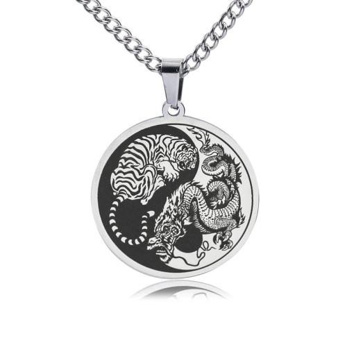 Tiger Dragon Titanium Steel Chain Necklace Tiger Dragon Titanium Steel Chain Necklace