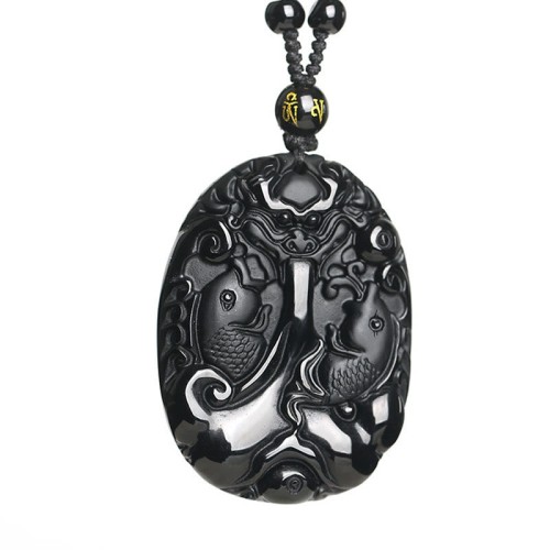 Black Obsidian Koi Fish Fulfillment Necklace Black Obsidian Koi Fish Fulfillment Necklace