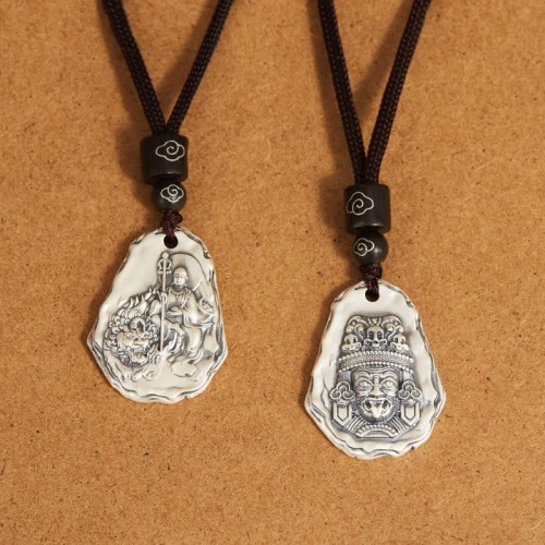 Silver Ksitigarbha Buddha Zakiram Goddess Pendant